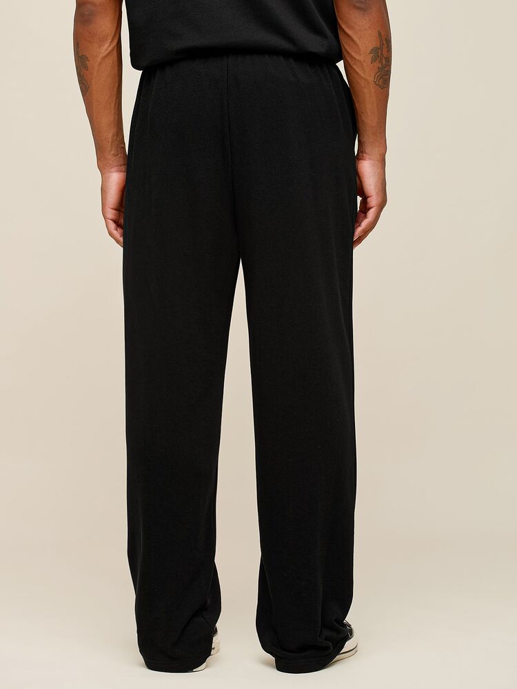 OTTIMOZO Men's Straight Knit Pants, Loose Fit Casual Sweatpants, Versatile For Spring And Autumn - Black - View 2
