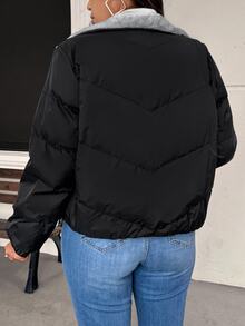 SHEIN Frenchy Plus Size Women Winter Fashion Versatile Fleece Jacket - Black - View 10
