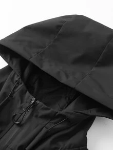 Manfinity CasualCool Men's Spring/Autumn Hooded Jacket, Zip-Up Cardigan - Black - View 6