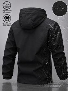 Manfinity CasualCool Men's Spring/Autumn Hooded Jacket, Zip-Up Cardigan - Black - View 2