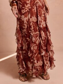 Enchnt 女士印花荷叶边无袖连衣裙，度假风 - 彩色 - 查看 3