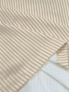 EMERY ROSE Round Neck Short Sleeve Cuffed Striped Loose Casual Dress, Summer - Multicolor - View 8