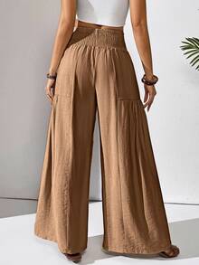 EMERY ROSE Women's Casual Loose Wide Leg Pants, Solid Color, Versatile Fall Cloth For Women - Brown - View 2