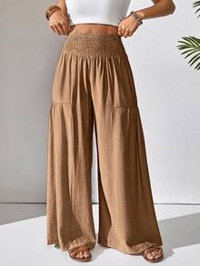 EMERY ROSE Women's Casual Loose Wide Leg Pants, Solid Color, Versatile Fall Cloth For Women - Brown - View 3