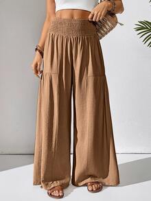 EMERY ROSE Women's Casual Loose Wide Leg Pants, Solid Color, Versatile Fall Cloth For Women - Brown - View 8