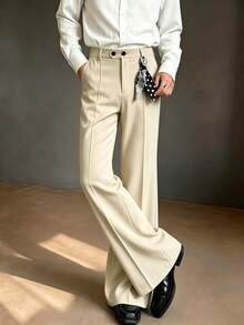 Claim Dot Men's Fashion Versatile Commute Flared Pants - Apricot - View 5