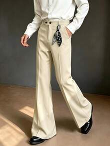 Claim Dot Men's Fashion Versatile Commute Flared Pants - Apricot - View 3