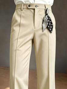 Claim Dot Men's Fashion Versatile Commute Flared Pants - Apricot - View 4