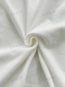 SHEIN Sweater Lengan Panjang Wanita Motif Blok Warna Kasual Serbaguna untuk Pemakaian Sehari-hari - Putih - View 7