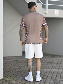 Devon Thys Celana Pendek Patchwork Bordir Pria dengan Saku, Celana Pendek Kasual Musim Panas dengan Tali Serut, Cocok untuk Pakaian Santai di Luar Ruangan dan Pantai - Putih - View 5