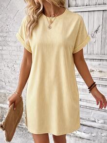 EMERY ROSE Summer Casual Yellow Short Sleeve Dress Brunch Vacation - Yellow - View 4
