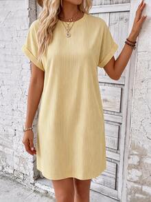 EMERY ROSE Summer Casual Yellow Short Sleeve Dress Brunch Vacation - Yellow - View 6