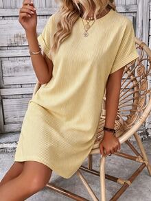 EMERY ROSE Summer Casual Yellow Short Sleeve Dress Brunch Vacation - Yellow - View 7