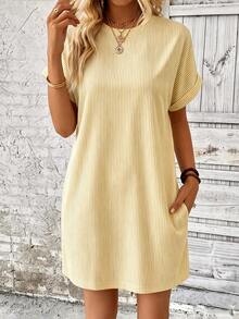 EMERY ROSE Summer Casual Yellow Short Sleeve Dress Brunch Vacation - Yellow - View 5