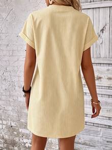 EMERY ROSE Summer Casual Yellow Short Sleeve Dress Brunch Vacation - Yellow - View 2