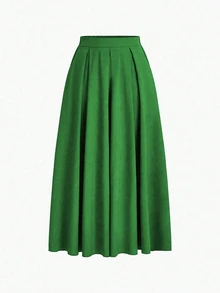 EMERY ROSE Rok Panjang Polos Kasual Musim Semi/Panas - Hijau - View 4