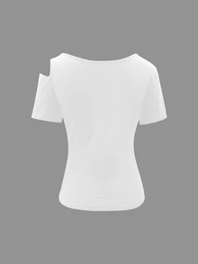 EMERY ROSE Y2K Sexy Cotton Women's T-Shirt, Spring/Summer New Arrival Night Out White - White - View 2