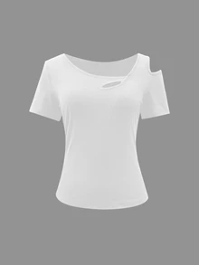 EMERY ROSE Y2K Sexy Cotton Women's T-Shirt, Spring/Summer New Arrival Night Out White - White - View 5