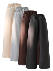 SHEIN Teen Girl Drawstring Hem Adjustable Wide Leg Straight Casual Long Pants - Multicolor - View 2