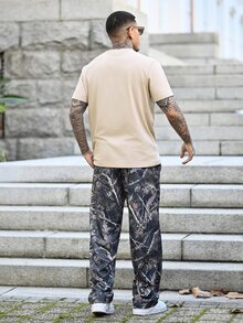 Devon Thys Men T-Shirts Fit Crew Neck Short Sleeve Graphic Tee Anime Casual Japanese Fashion Summer Polyester - Khaki - View 5