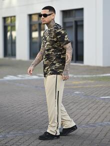 Devon Thys Men Camo Print Short Sleeve Tee, Boyfriend Gift, For Going Out, Summer, Streetwear Inspired - Multicolor - View 3