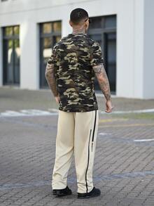 Devon Thys Men Camo Print Short Sleeve Tee, Boyfriend Gift, For Going Out, Summer, Streetwear Inspired - Multicolor - View 4