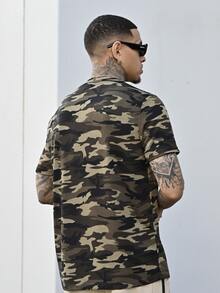 Devon Thys Men Camo Print Short Sleeve Tee, Boyfriend Gift, For Going Out, Summer, Streetwear Inspired - Multicolor - View 2
