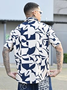 Devon Thys 男士夏季几何图案梭织衬衫 - 卡其色 - 查看 2