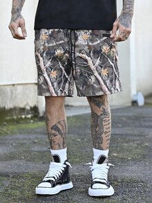 Devon Thys Men's Loose Woven Digital Printed Shorts, Suitable For Summer, Streetwear Edition - Army Green - View 5