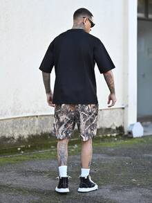 Devon Thys Men's Loose Woven Digital Printed Shorts, Suitable For Summer, Streetwear Edition - Army Green - View 4