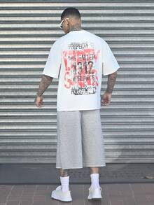 Devon Thys 男士灰色休闲宽松中长款运动短裤，边缘未加工；适合日常穿着 - 灰色 - 查看 4
