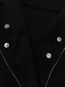 EMERY ROSE Women's Casual Versatile Street-Style Motorcycle-Inspired Jacket Fall Winter Cloth For Women Autumn - Black - View 4