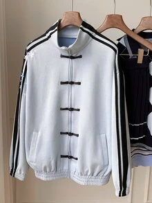 Comfortcana Women's Colorblock Button-Up Casual Streetwear Versatile Everyday Jacket Everyday Road Trip Blue Autumn - Blue - View 7