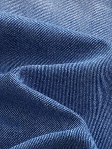 SHEIN 男童牛仔夾克外套，四季皆宜，柔軟棉質，休閒時尚百搭舒適，極簡經典翻領，前雙貼袋設計，可拆卸針織連帽，寬鬆版型，淺藍水洗牛仔夾克外套，適合日常穿著與度假 - 中等水洗藍 - 查看 11