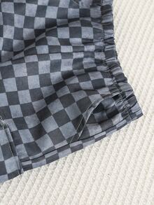 Baby Boy Checkerboard Pattern Elastic Waist Long Pants, Versatile And Comfortable Back To School Clothes Fall/Winter Clothes - Multicolor - View 9
