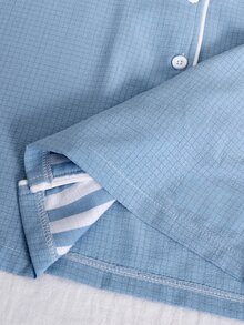 Boys' 2 Pieces Casual Loungewear Set With Turn-Down Collar Open-Front Long Sleeve Top And Casual Long Pants - Blue - View 4