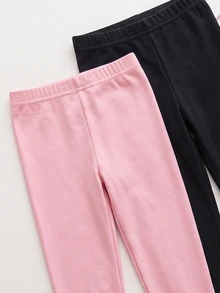 [Randomly Ships 2 Of 7]Girls' All-Season Versatile Simple Fashion Comfortable Casual Knitted Leggings 2-Pack, Skin-Tight Comfortable All-Match Style Anti-Exposure, Wearable As Outerwear 2packs - Multicolor - View 5