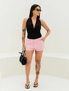 Maju Mazalli Mini Denim Shorts Spring Summer Cute Cosy Cottage Core Spring Dew - Pink - View 6