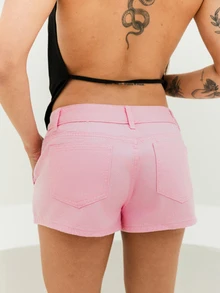 Maju Mazalli Mini Denim Shorts Spring Summer Cute Cosy Cottage Core Spring Dew - Pink - View 2