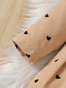 SHEIN 女嬰毛領 3D 蝴蝶結裝飾保暖內裡風衣外套 秋冬款 - 卡其色 - 查看 5