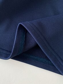 SHEIN 幼兒男童秋冬拼接撞色休閒學院風獨角馬印花長袖 Polo 運動衫 - 寶藍色 - 查看 6