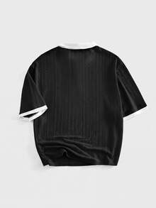 COMVAIL Men's Plus Size Colorblock Short Sleeve Casual Commute Polo Shirt - Black - View 6