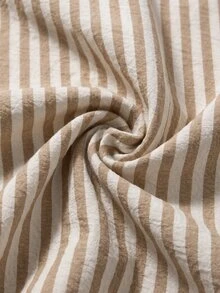 SHEIN Women's Woven Daily Striped Casual Office Summer Blouse - Khaki - View 4
