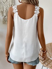 EMERY ROSE Women's 2026 New Lace Trim Chiffon Camisole For Vacation - White - View 2