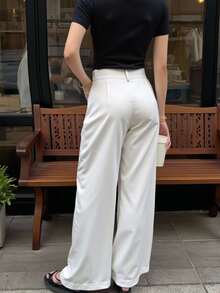 EMERY ROSE Women's Casual & Comfortable Solid Color Suit Pants Fall Cloth For Women - White - View 2