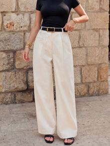 EMERY ROSE Women's Casual & Comfortable Solid Color Suit Pants Fall Cloth For Women - White - View 1