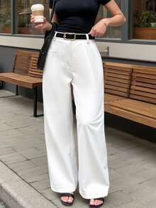 EMERY ROSE Women's Casual & Comfortable Solid Color Suit Pants Fall Cloth For Women - White - View 3