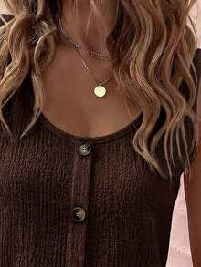 EMERY ROSE New Fashion Casual Versatile U-Neck Camisole For Women - Coffee Brown - View 5