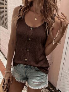 EMERY ROSE New Fashion Casual Versatile U-Neck Camisole For Women - Coffee Brown - View 2
