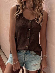 EMERY ROSE New Fashion Casual Versatile U-Neck Camisole For Women - Coffee Brown - View 6